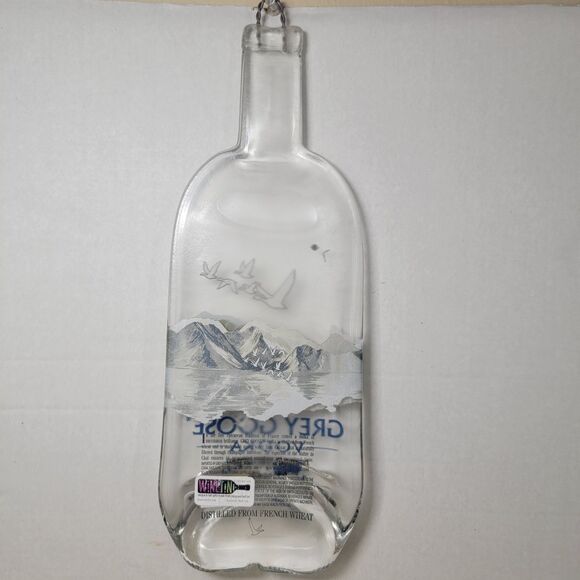 Grey Goose Vodka Flattened Glass Bottle w/ Wall Hanger - Picture 5 of 7